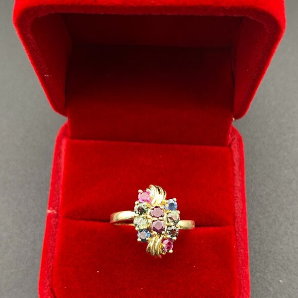 RARE Vtg. XPS Precious Sales Corp. 10K Gold Ring Sz. 8 - 10 Topaz Stone 5 Colors - Picture 15 of 16